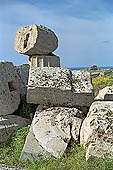 Selinunte the temple hill. Temple ruins crushed to the ground, like a fantastic work of art 